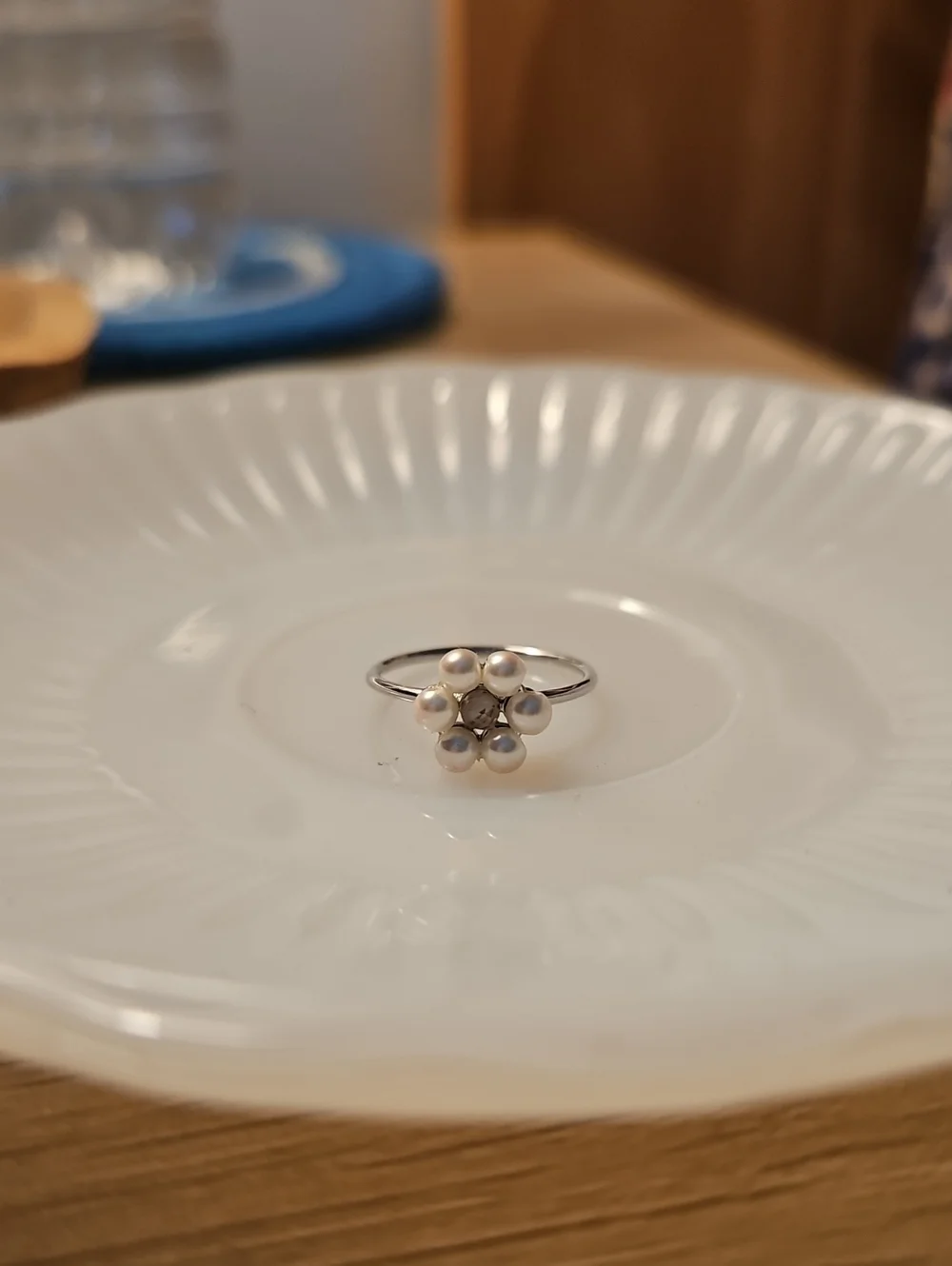 Pura Vida Silver Flower Ring with White Pearl Accents